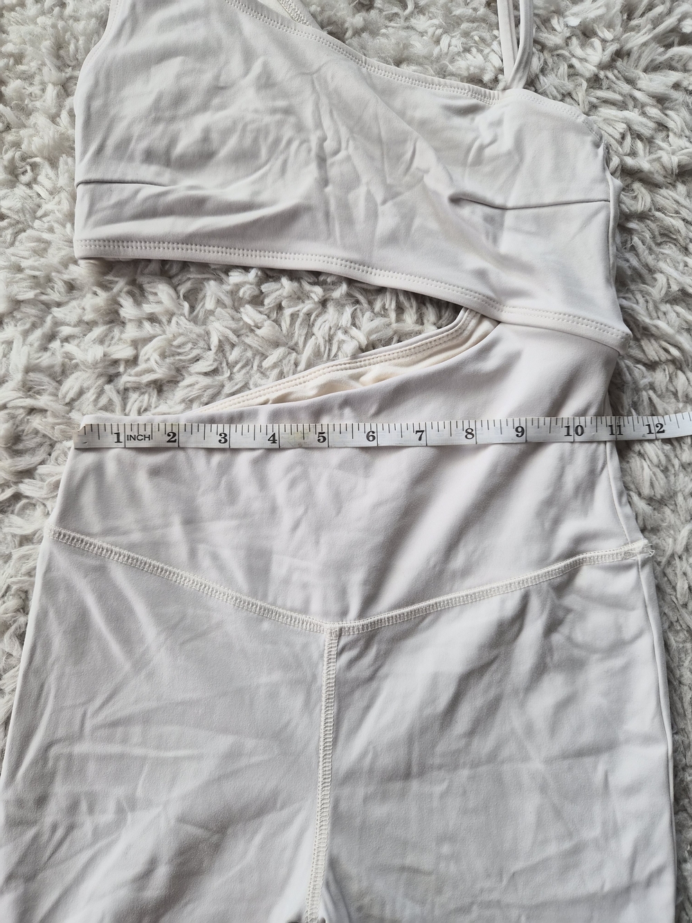 Forever 21 One-Shoulder Cutout Active Romper Cream - XS - Picture 8 of 13